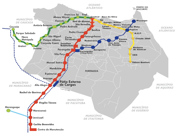 Mapa do metrô de Fortaleza
