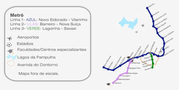 Mapa do metrô de BH