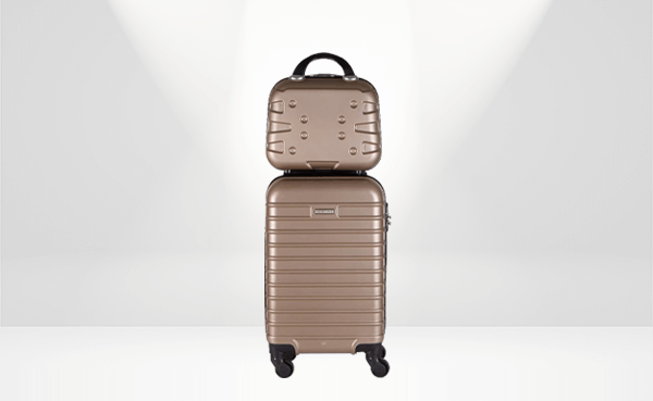 Conjunto de Mala de Viagem e frasqueira Lottus rosé, da Roncalli